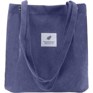 Women Dark Purple Imported Corduroy Small Canvas Shoulder Handy Tote Bag